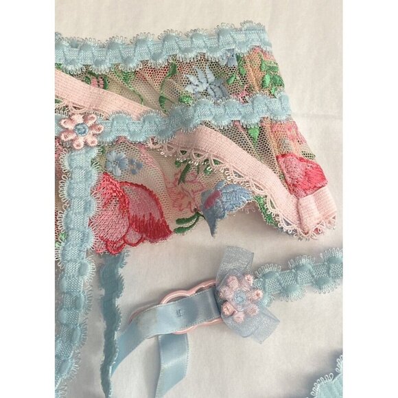For Love & Lemons sz XXS Garter Belt Swaying Rose Floral Embroidered Coquette - Picture 5 of 10
